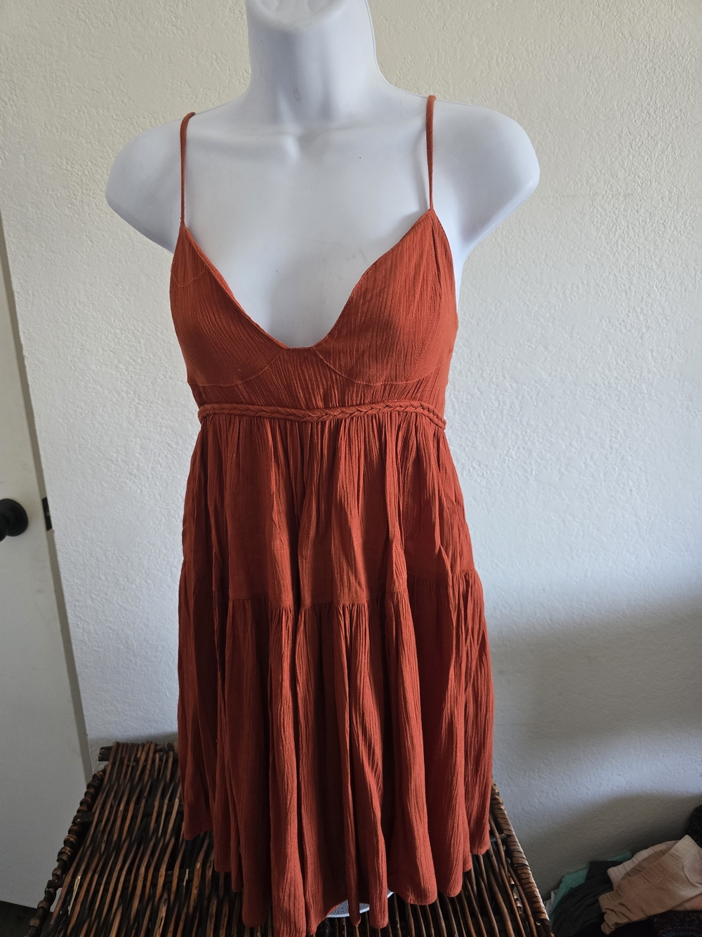 Rust Orange Spaghetti-Strap Sundress